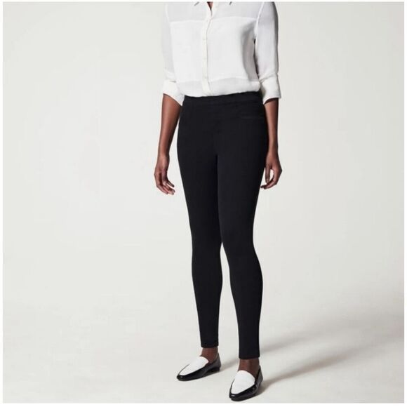 Spanx Jean-ish Black Ankle Leggings Pull On Stretch Size Small Casual Comfort - Picture 1 of 11